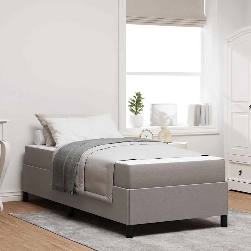 vidaXL Cama Box Cinzento-acastanhado 100 x 200 cm tecido