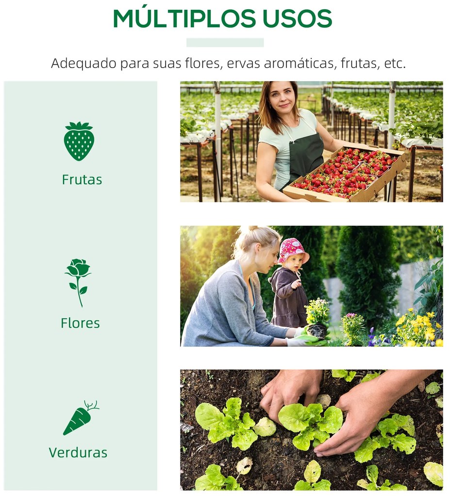 Estufa 119x60x60cm Estufa de Jardim com 2 Janelas Enroláveis para Cult