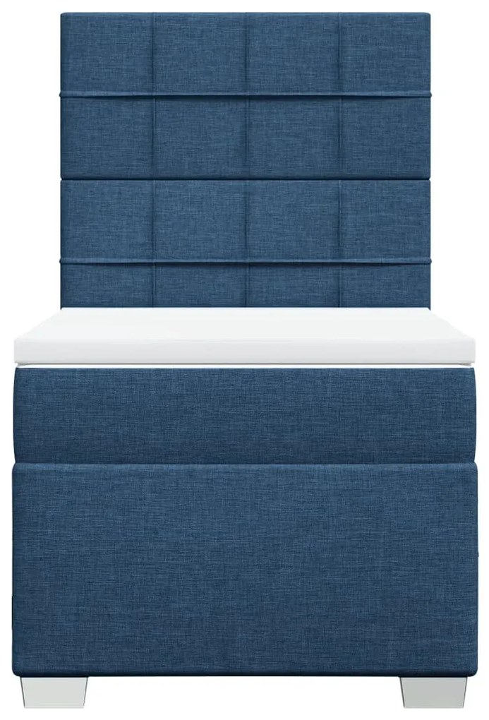Cama com molas/colchão 90x200 cm tecido azul