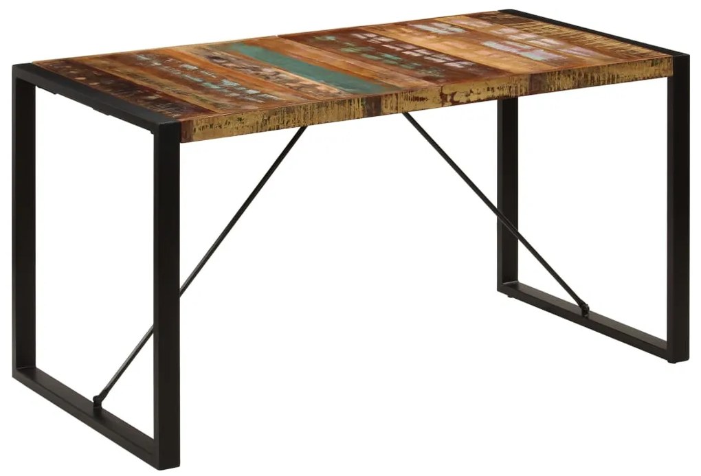 Mesa de jantar 140x70x75 cm madeira recuperada maciça