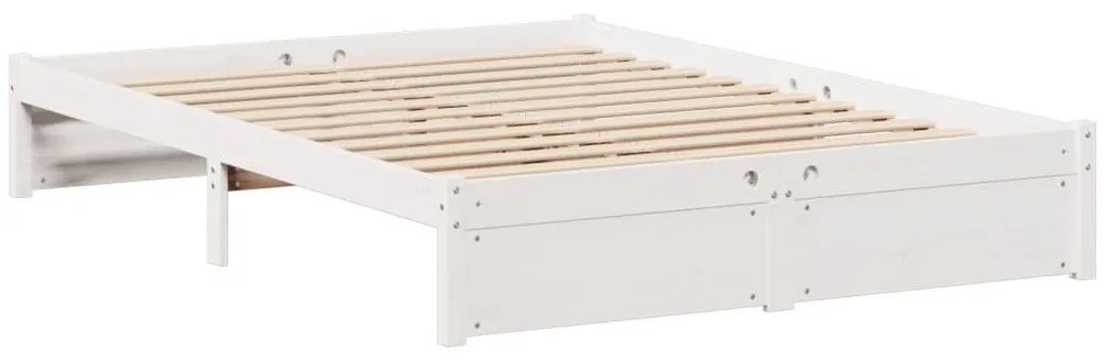 Cama com estante sem colchão 150x200 cm pinho maciço branco