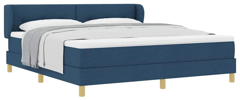 Cama Box Spring com Colchão - Azul, 180x200 cm, Tecido