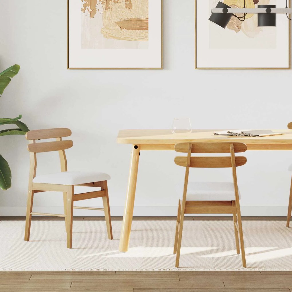 vidaXL Cadeira de jantar 2 pcs Natural e claro