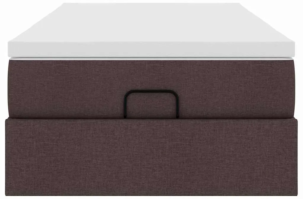 Estrutura cama otomana colchão 100x200cm tecido castanho escuro