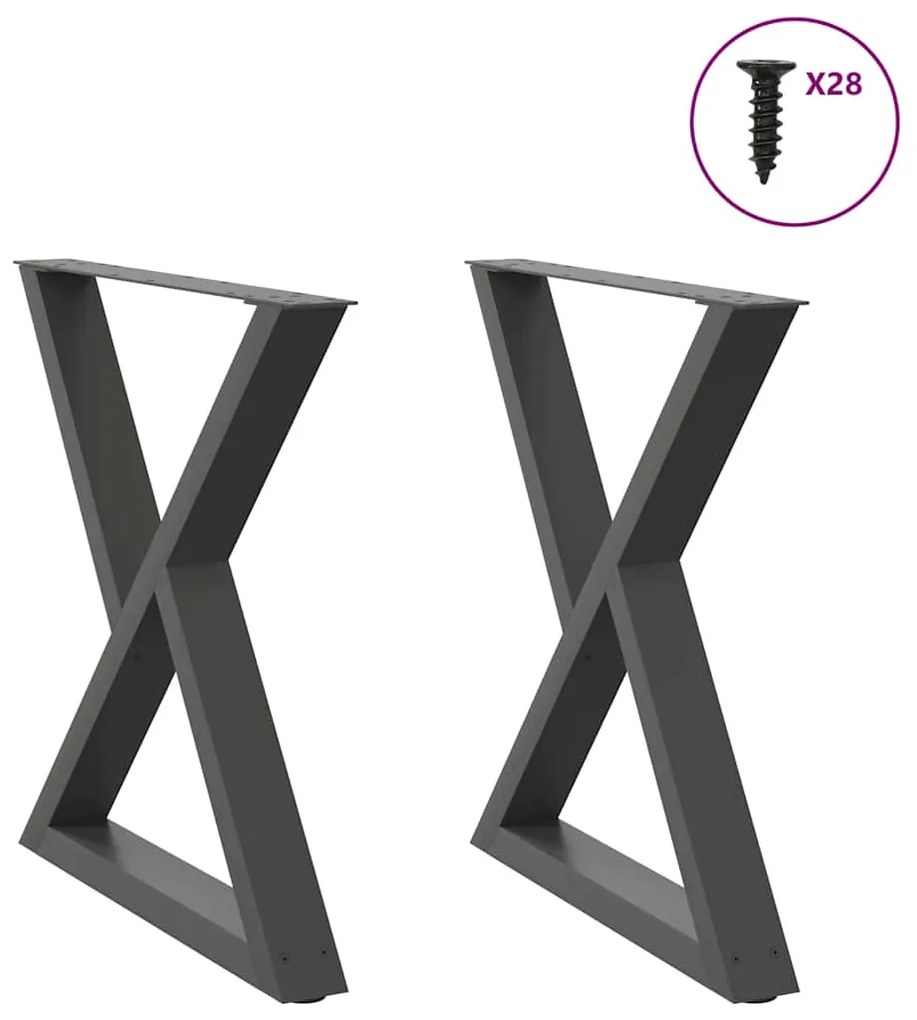 Mesa de jantar pernas 2 pcs 70x(72-73,3)cm aço antracite