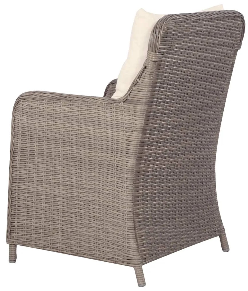 Cadeiras de exterior c/ almofadões 2 pcs vime PE castanho
