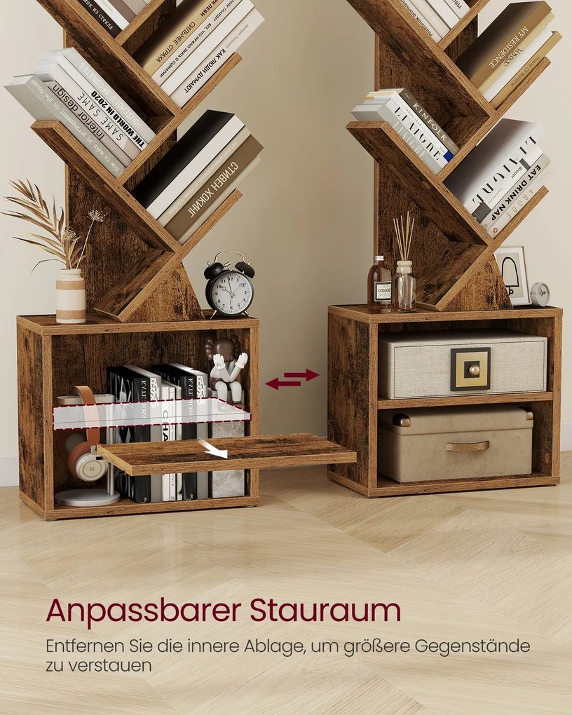 Estante em forma de árvore, 20,3 x 38 x 123,2 cm, para arrumação que poupa espaço, Coleção Custos Castanho Vintage