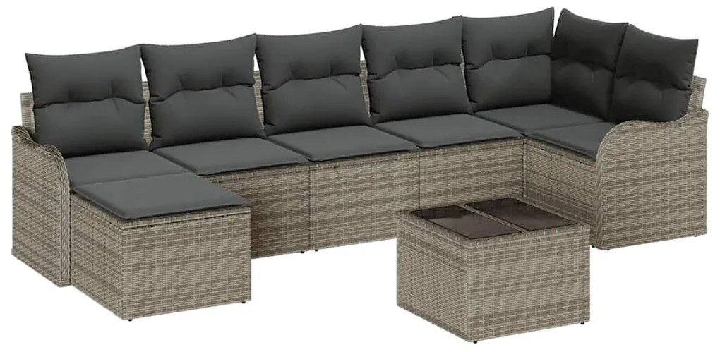 Conjunto de Sofá de Jardim vidaXL 7 Peças com Almofadas Rattan Preto