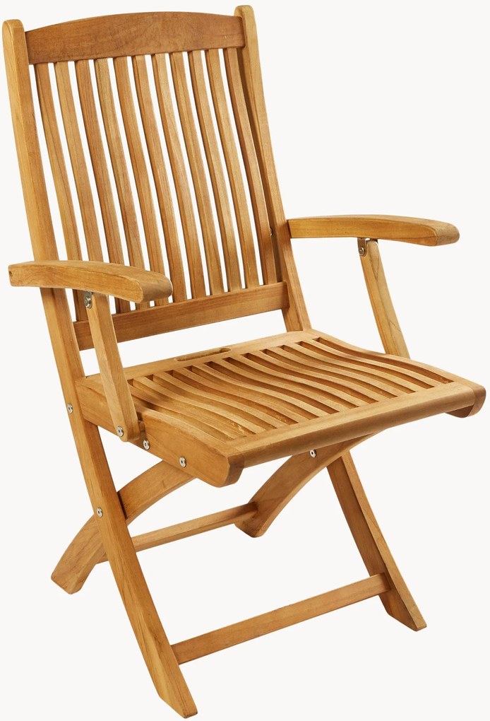 Cadeiras de jantar dobráveis em madeira de teca com braços Oxford, conjunto de 2