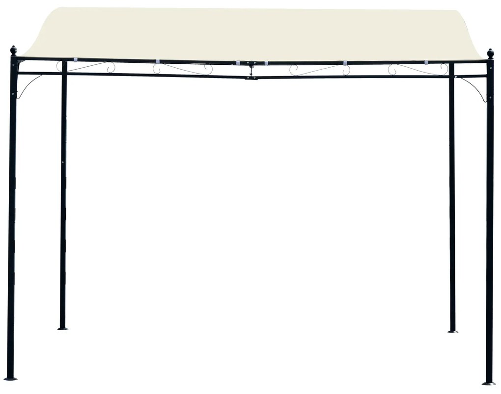 Toldo de Parede Curvo para Jardim, Pátio ou Varanda Pavilhão Tenda – Cor Creme - Aço e Poliéster – 3 x 3 x 2,5 cm
