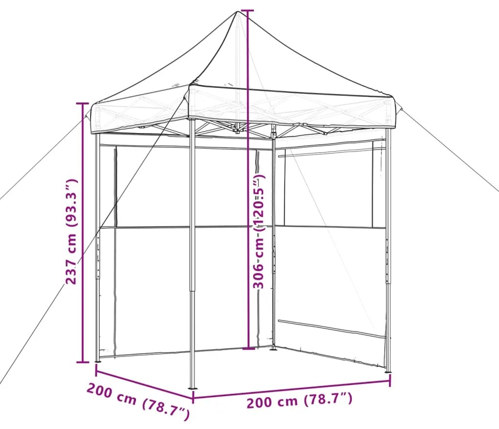 Tenda p/ festas pop-up dobrável 2 paredes laterais terracotta