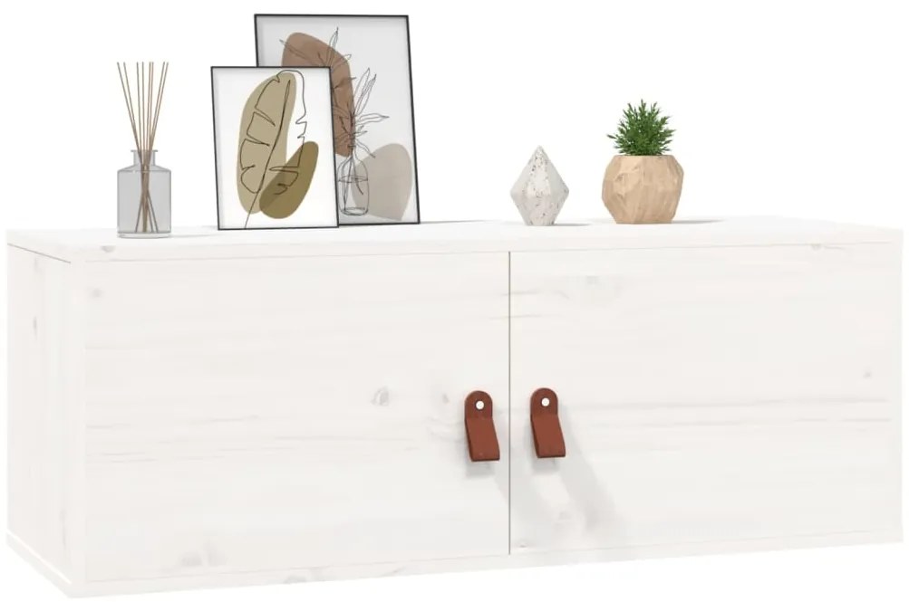 Armários de parede 2 pcs 80x30x30 cm pinho maciço branco