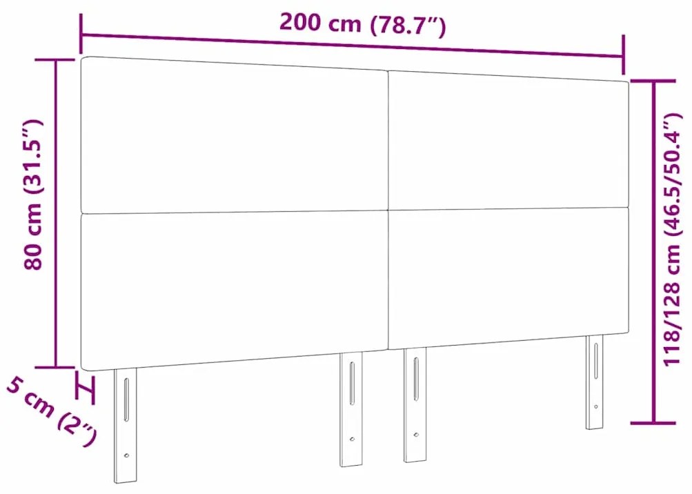 Cabeceira LED vidaXL Cinza Escuro 100 cm Tecido de Veludo Cotelê