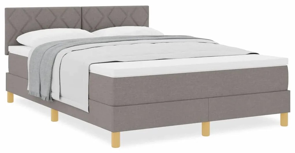 Cama com Estrutura de Molas com Colchão Taupe 140x190 cm Tecido
