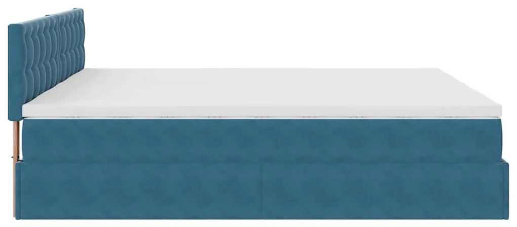 Estrutura cama otomana colchões 180x200 cm veludo azul escuro