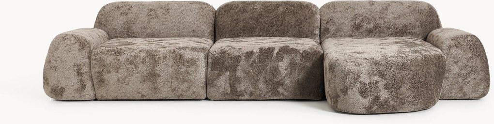 Sofá de canto modular em teddy-bouclé Wolke (4 lugares)