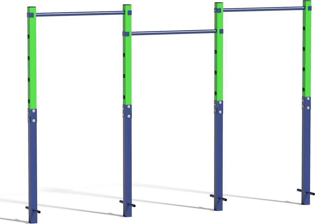 Barra de Elevações Exterior Tripla, 338 x 5 x 231,5 cm, 5 Alturas Ajustáveis, Verde