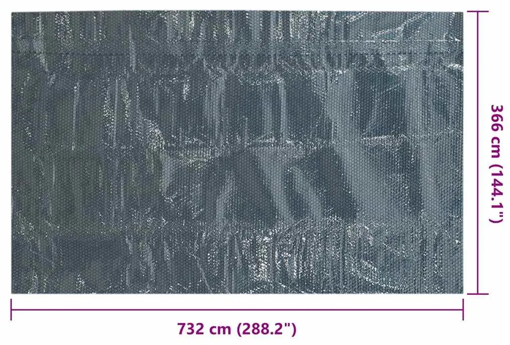 Película p/ piscina PE solar flutuante 732x366 cm preto e azul