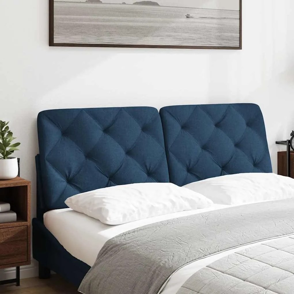 vidaXL Almofadão de cabeceira 140 cm tecido azul
