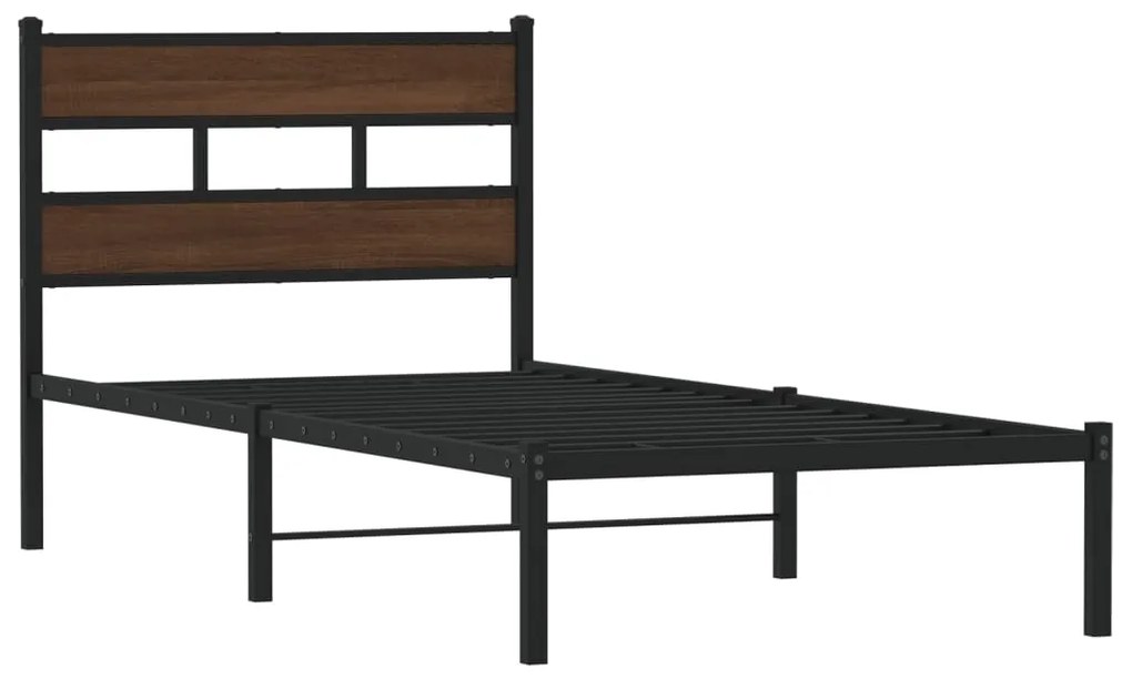 Cama sem colchão com cabeceira 90x190 cm carvalho castanho