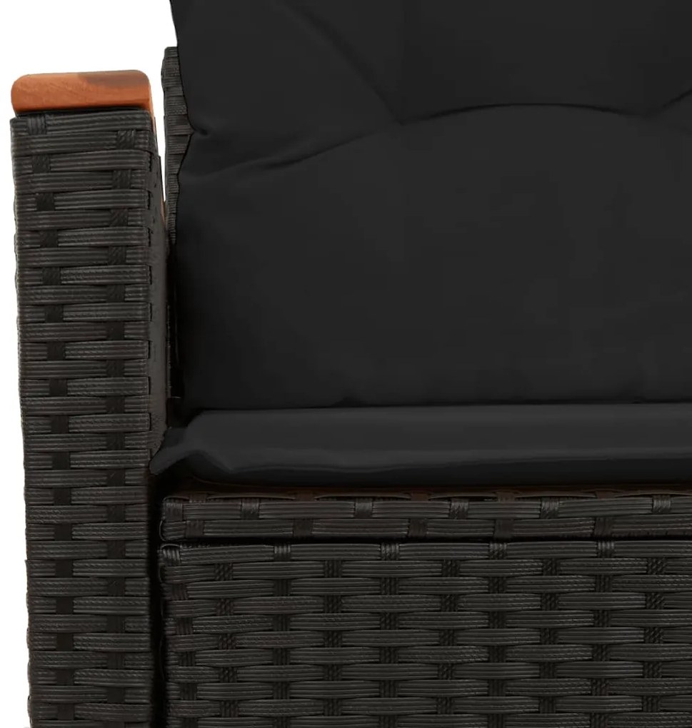 Sofá de jardim com almofadões 2 lugares vime PE preto