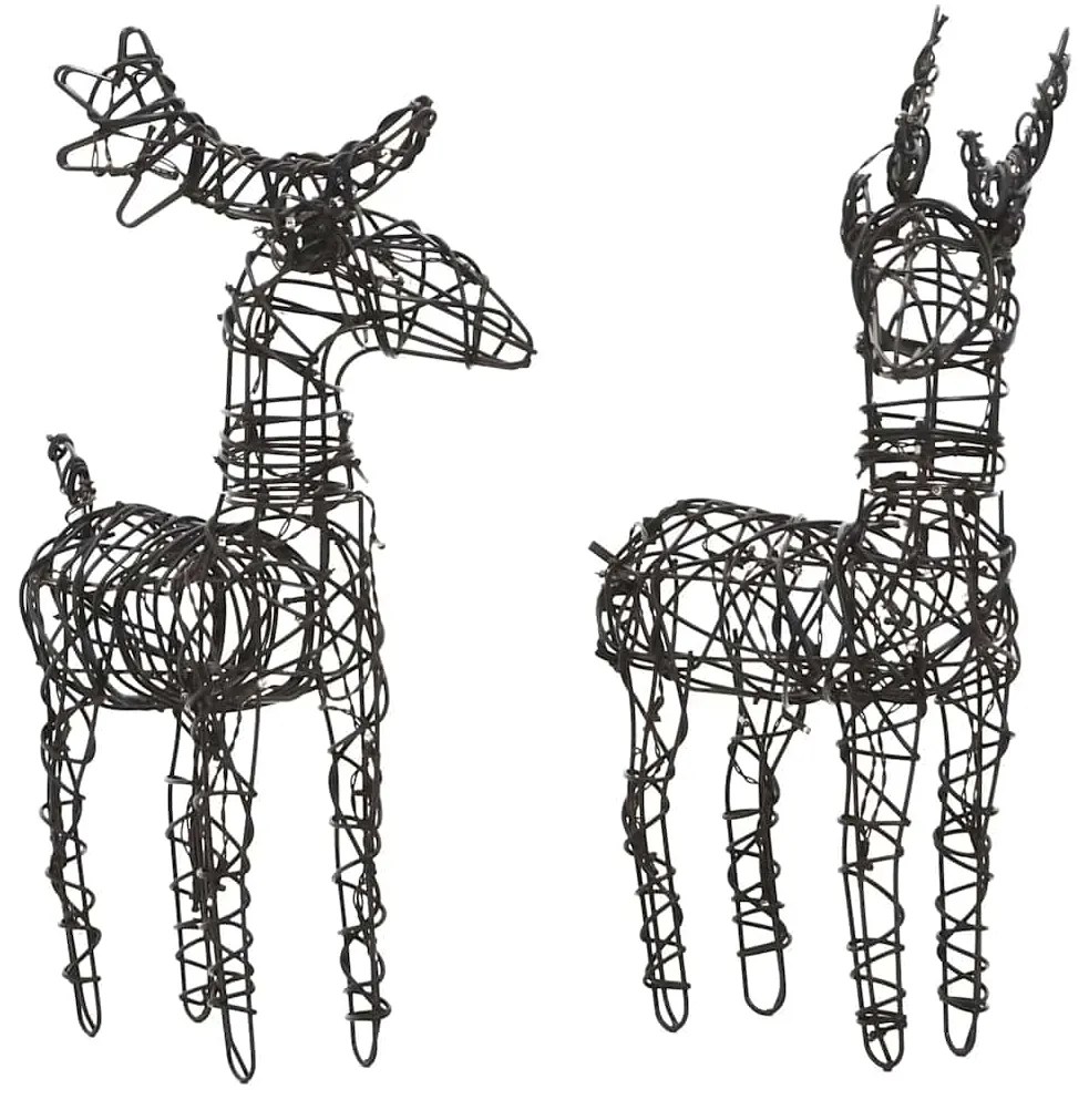 Decorações renas de Natal 6pcs 240 luzes LED vime branco quente