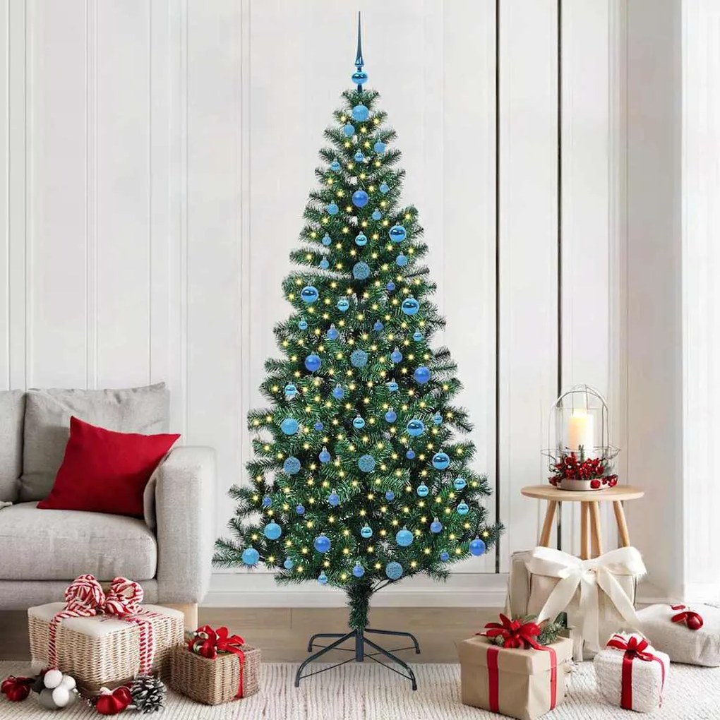 vidaXL Árvore de Natal Artificial Pré-iluminada Verde 210 cm