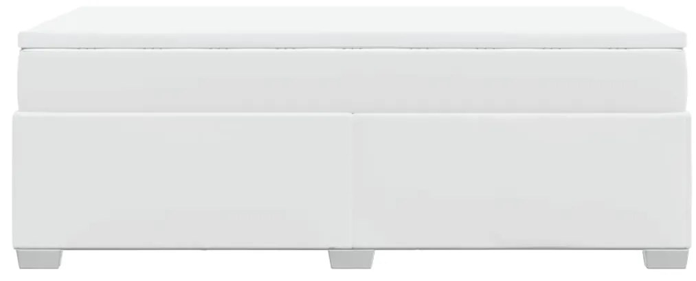 Cama com molas/colchão 100x200 cm couro artificial branco