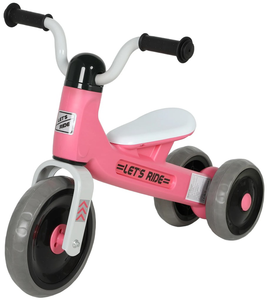 Bicicleta sem Pedais para Crianças dos 12 aos 36 Meses Bicicleta de Equilíbrio com Guiadores com Rotação Limitada a 60° 69x40x49 cm Rosa