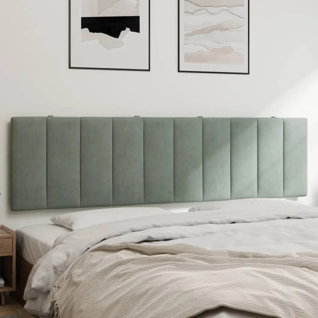 Almofadão de cabeceira 180 cm veludo cinzento-claro