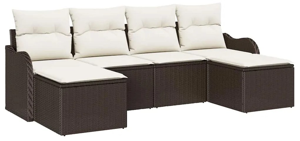 Conjunto de Sofá Jardim vidaXL de 6 peças com Almofadas em Rattan Poli