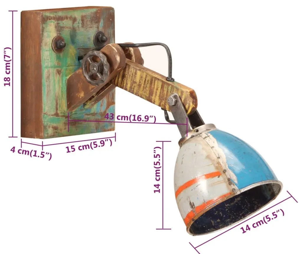 Candeeiro de parede redondo estilo industrial E27 multicor