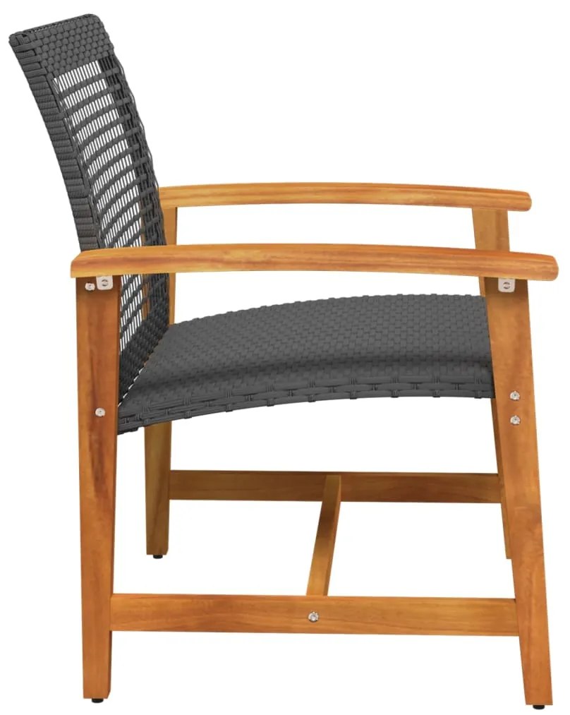 Cadeiras de jardim 2 pcs vime PE/madeira de acácia maciça preto