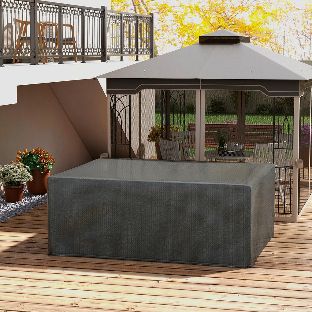 Capa para mobiliário de jardim de exterior, lona de proteção anti-UV em polietileno, 235 x 190 x 90 cm, cinzenta