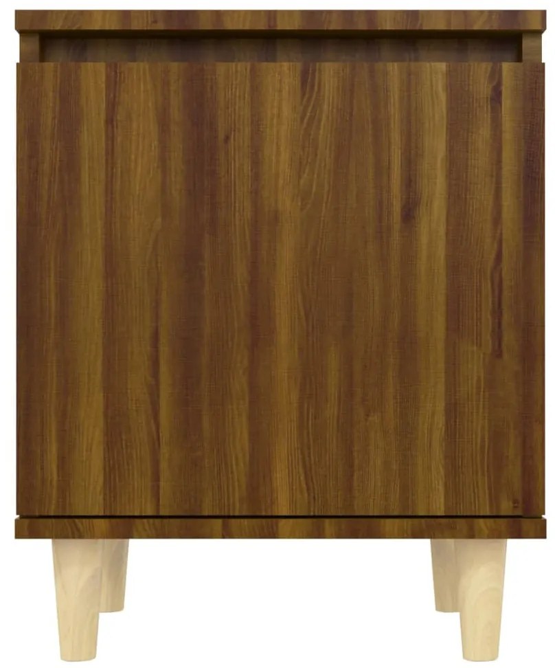Mesa cabeceira pernas de madeira 40x30x50 cm carvalho castanho