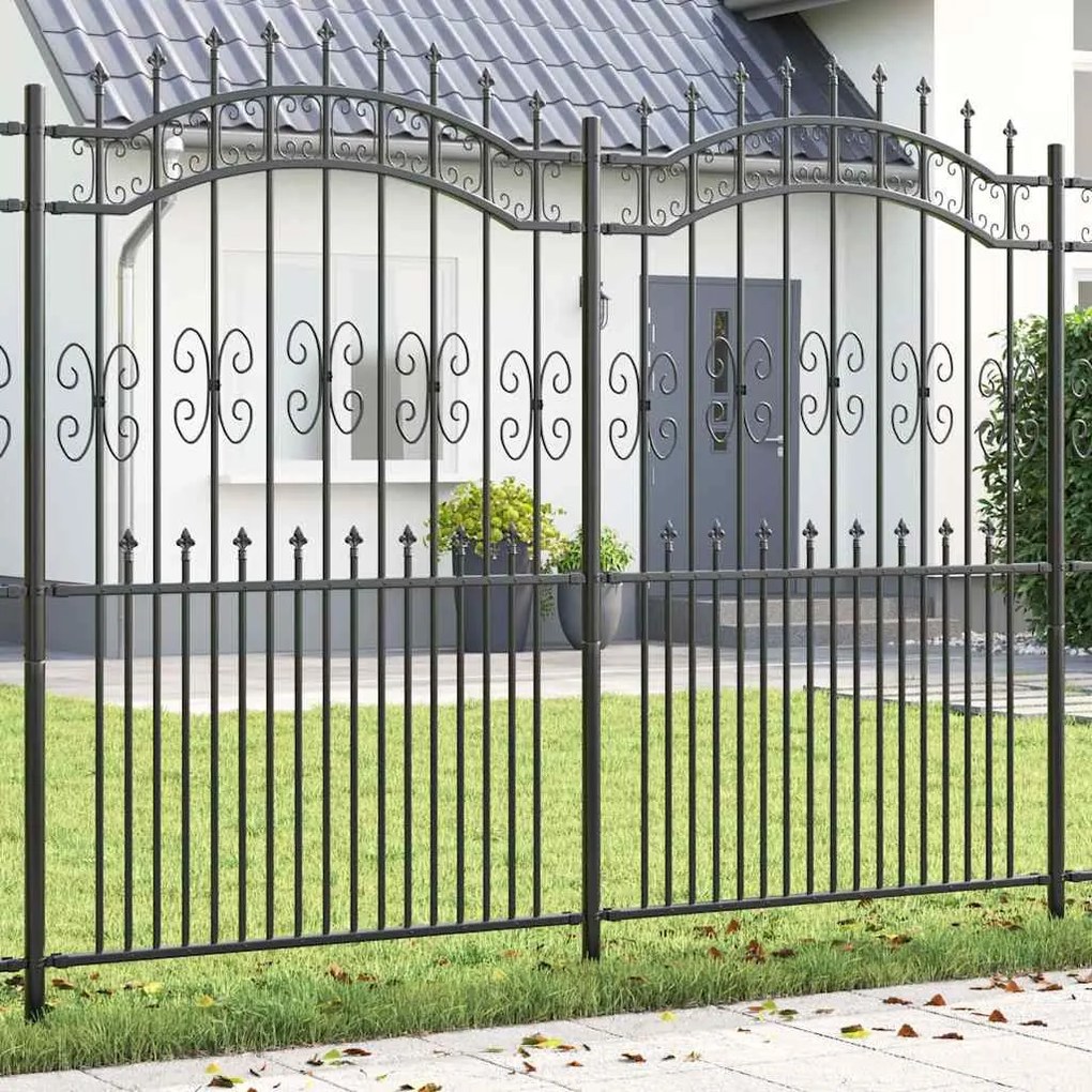 vidaXL Cerca de jardim Cinzeto 215 cm Aço com Revestimento em Pó