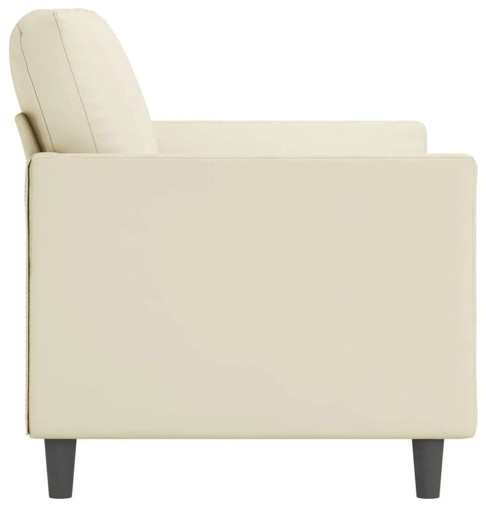 Sofá de 2 lugares 120 cm couro artificial cor creme