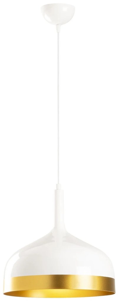 Candeeiro de Teto Saglam – Branco e Dourado – 30 cm de Diâmetro, 128 c