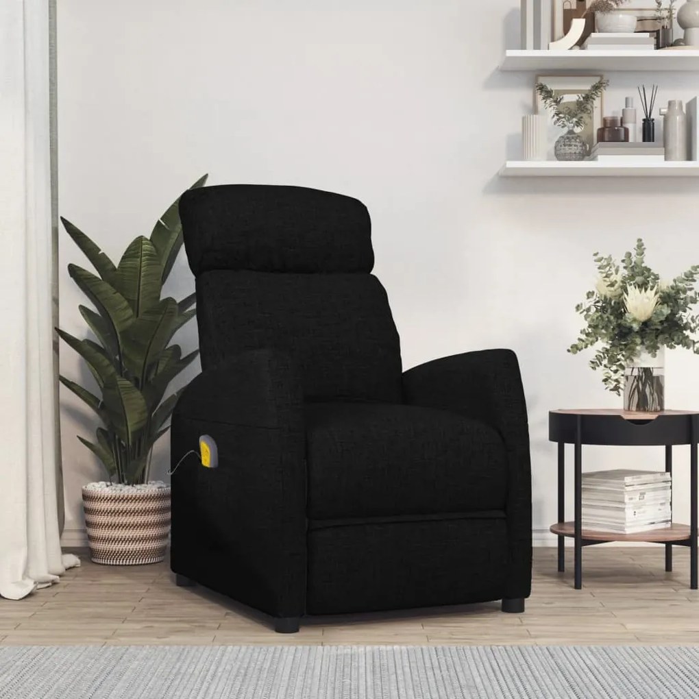 289708 vidaXL Poltrona de massagens tecido preto