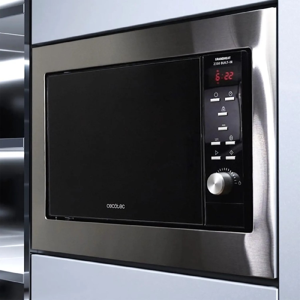 Micro-ondas GrandHeat 2350 Built-in Steelblack encastre digital de 23 litros de capacidade com grill e 900 W de potência