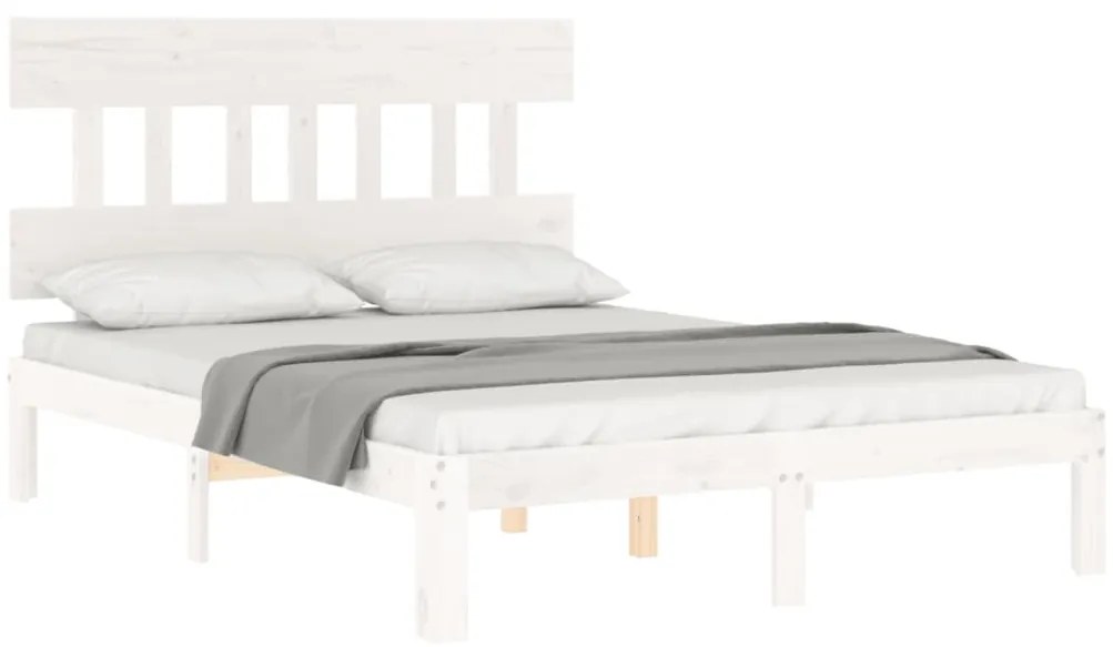 Cama sem colchão 140x200 cm madeira de pinho maciça branco