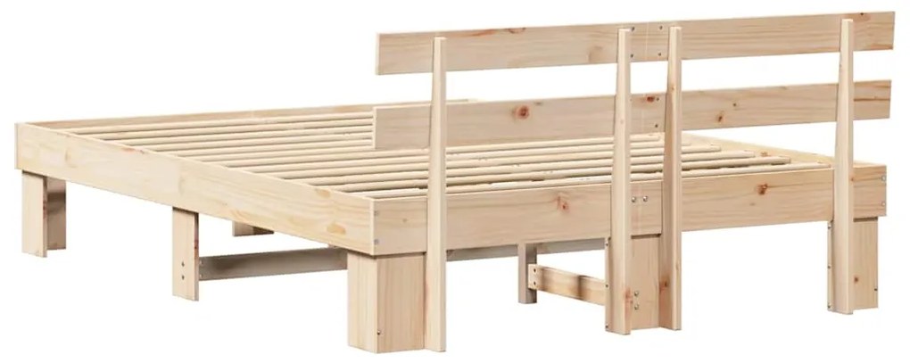Estrado de Cama com Cabeceira 140x200 cm Madeira Maciça de Pinho