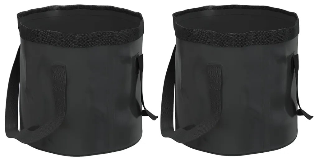 vidaXL Baldes dobráveis 2 pcs 30 L PVC preto