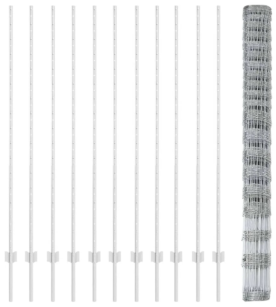 Postes de Cerca vidaXL 22 pcs U-Channel 160 cm Aço Galvanizado