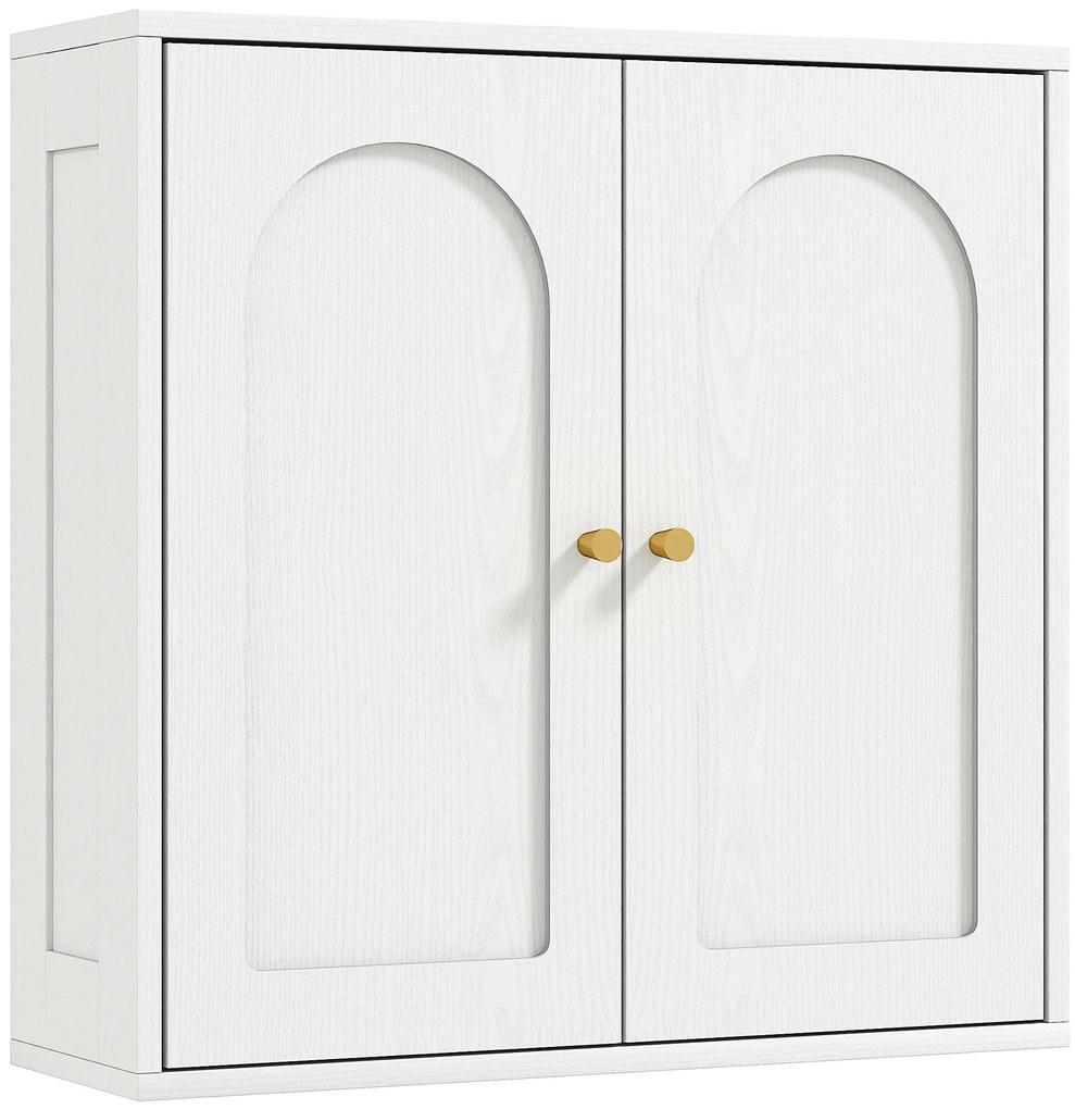 HOMCOM Armário de Casa de Banho de Parede Móvel de Casa de Banho Suspenso com Prateleiras 2 Portas com Desenho em Arco 60x20x60 cm Branco | Aosom Portugal