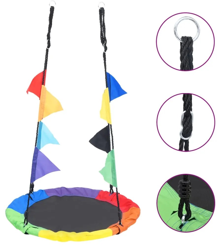 93144 vidaXL Baloiço arco-íris com bandeiras 100 cm