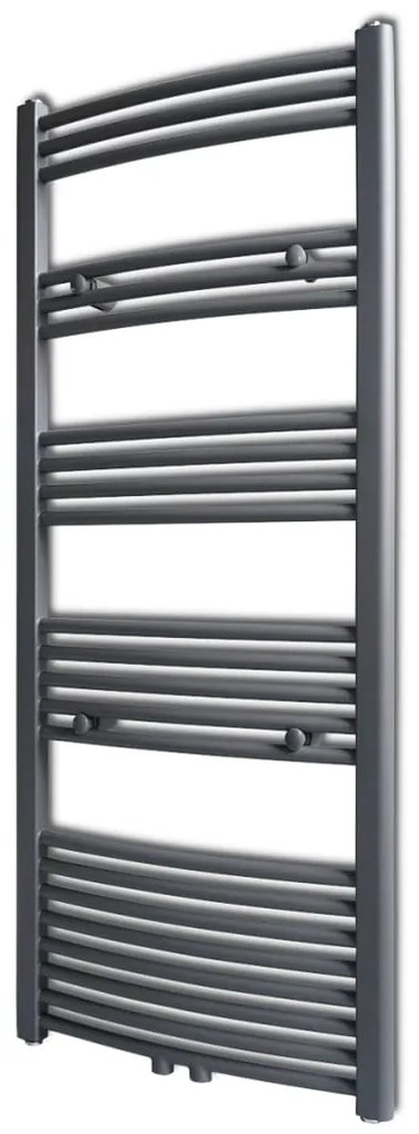 141902 vidaXL Aquecedor toalhas casa de banho curvo 600 x 1424 mm cinzento