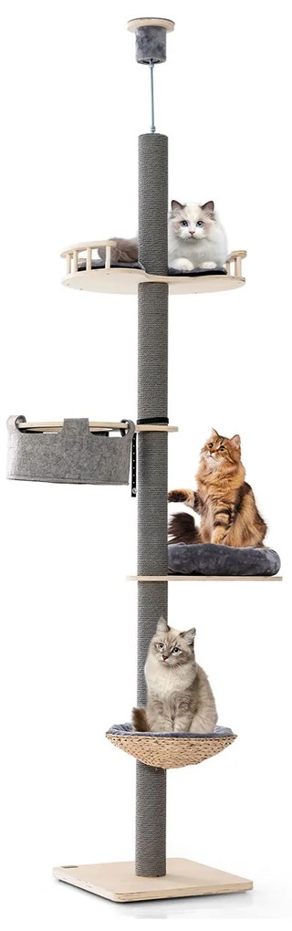 Árvore gótica para gatos, torre para gatos de 135 cm de altura com cama para gatos e condomínio em formato de arco - preta