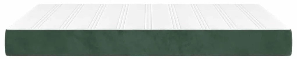 Colchão de molas ensacadas 140x220x20 cm veludo verde-escuro
