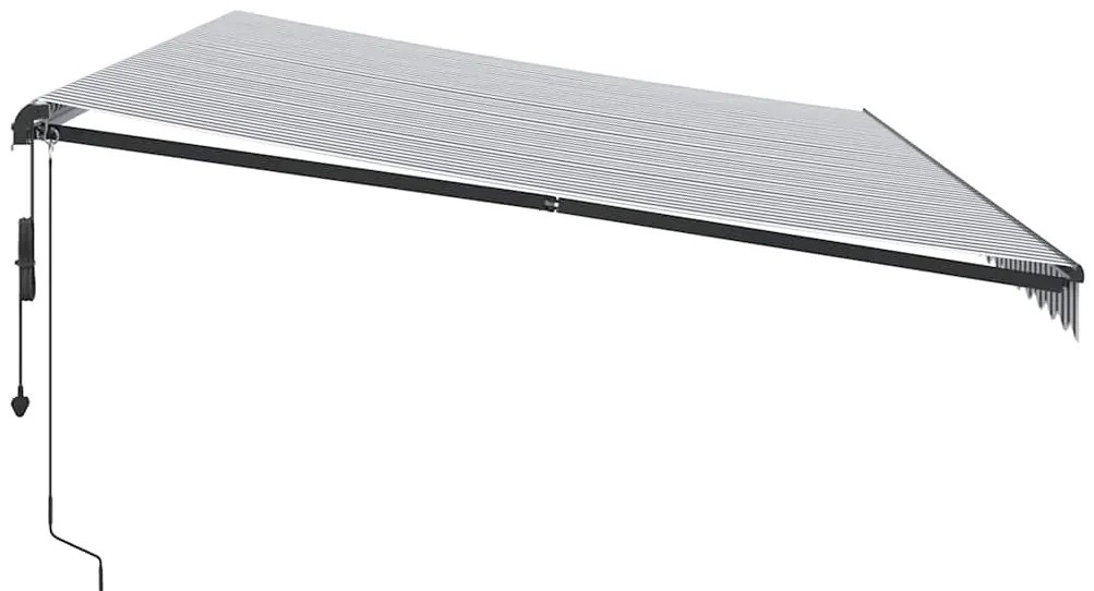 Toldo retrátil automático com LEDs 600x300 cm antracite/branco